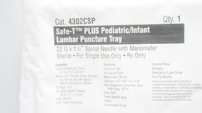CareFusion 4302CSP Safe-T Plus Pediatric Lumbar Puncture Tray 22Ga x 1 1/2 (x)